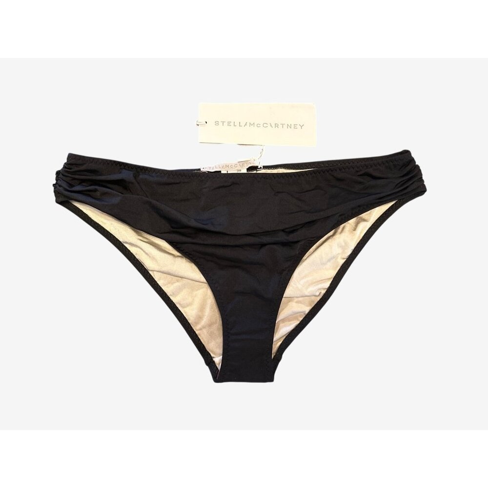 Stella McCartney Womens Black Draped Bikini Bottom Italian Swimwear Size S